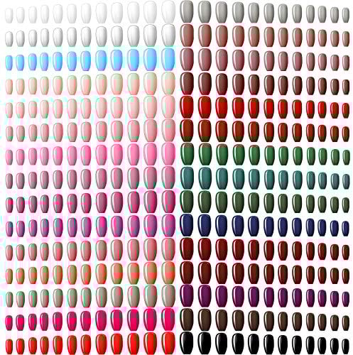 720 Pezzi 30 Set Unghie Finte Quadrate Medie Unghie Artificiali Unghie Bara Ballerina da Premere Unghie Finte Lucide Tinta Unita Punte per Unghie Finte a Copertura Totale (Colori Classici)
