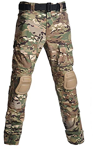 Lilychan Pantalon Cargo Militaire Tactique Décontracté Camouflage Multi-Poches BDU pour Hommes avec Genouillères