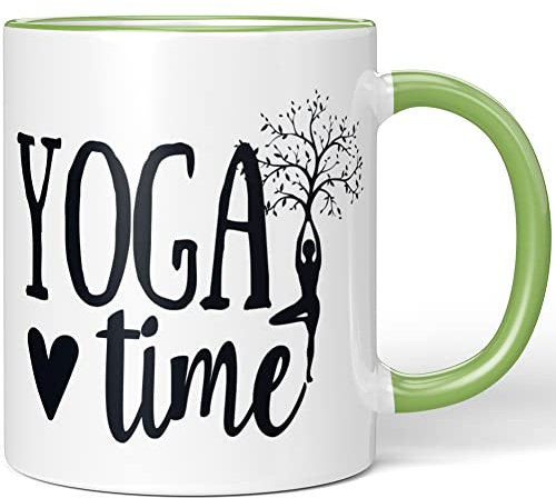 JUNIWORDS Tasse, Yoga time, Wähle Farbe, Hellgrün