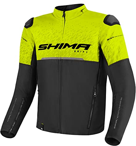 SHIMA DRIFT Motorrad Jacke Herren mit Protektoren AIRFORCE Rückenprotektor Motorradjacke Sommer Schulter Protektor Ellbogen Textiljacke Schutzjacken Protektorenjacke Stadt (Männer, Fluo, XL)
