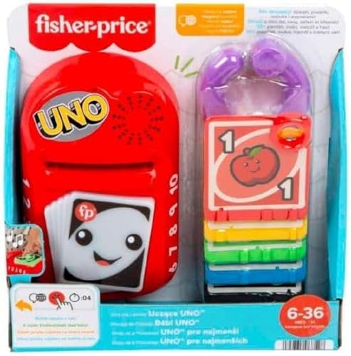 Fisher-Price Lernen und lachen! Lehrer UNO mit Zählen und Farben, elektronisches Lernspielzeug mit Sprachwahl für Babys und Kleinkinder im Alter von 6-36 Monaten, HH91