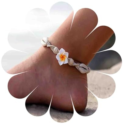 Dervivea Boho Natürlichen Shell Fußkettchen Armbänder Blume Knöchel Kette Hawaiianischen Kaurimuschel Geflochten Fußkettchen Armband Strand Gewebt Seil Fuß Kette Schmuck Für Frauen Und Mädchen