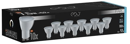 EDO, SET 10x FARI LED-Lampe M10 7,5W, Kaltweiß- 6500K CW, 700lm, nicht dimmbar, led GU10 6500K, sparlampen, led lampen glühbirne, Multipack 10, EDO777492