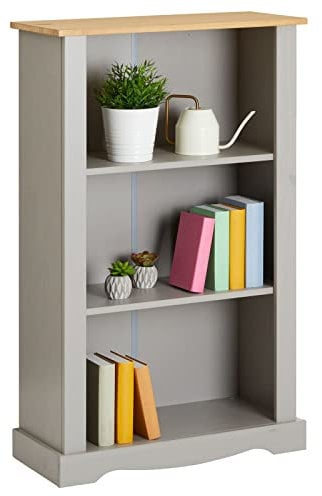 IDIMEX Regal Tequila mit 3 Fächern im Mexiko Stil, praktisches Standregal aus Kiefer in grau/braun, Zeitlose Regalwand für Bücher