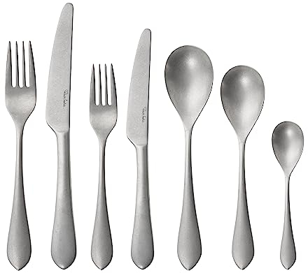 Robert Welch Quinton Vintage, 42 Piece Cutlery Set for 6 People. Made from Stainless Steel. Dishwasher Safe.