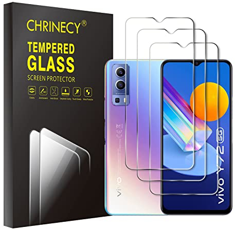 CHRINECY [3 Pièces] Verre Trempé Compatible avec Vivo Y72 5G, Film Protection écran, Film en Verre Trempé, Vitre [9H Dureté] [Sans Bulles] [HD]