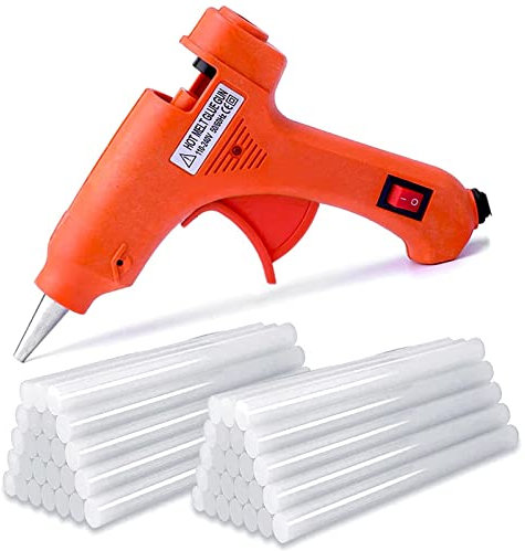 Hot Glue Gun, Mini Glue Gun for Crafting, 50pcs 7mm Glue Gun Sticks, Fast Heating,for Kids Crafts,Christmas DIY,Card, Plastic, Fabric, Home Office Repairing,20W (Orange)