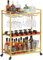 Lifewit Servierwagen, 3-stöckiger Barwagen mit blockierbaren Rädern, Weinregal und Glashaltern, Küchenwagen, Esszimmer, Wohnzimmer, 63,2 x 30 x 81,5 cm, Gold