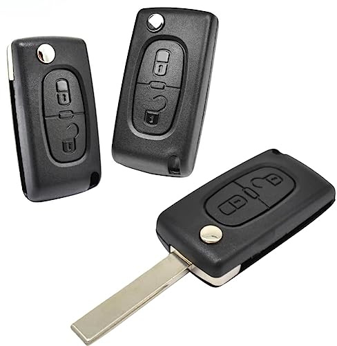 Coque de clé télécommande Voiture pour Peugeot 107 207 307 308 407 408 807 3008 5008 Expert Partner et Citroen C2 C3 C4 C5 C6 C8 Berlingo Jumpy (CE0536 avec Lame)