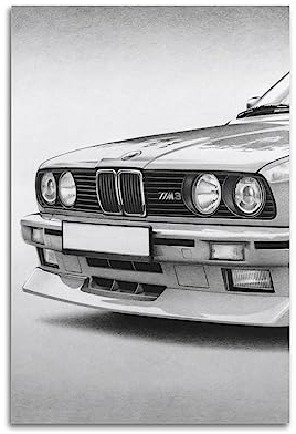 LADV Vintage-Sportwagen-Poster für BMW E30 M3, Kunstwerke, Rennwagen, dekoratives Gemälde, Leinwand, Wandkunstwerke, Bild, 40 x 60 cm