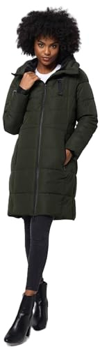 MARIKOO Damen Winterjacke lange Winter Stepp Jacke mit Teddyfell warm gefüttert B978