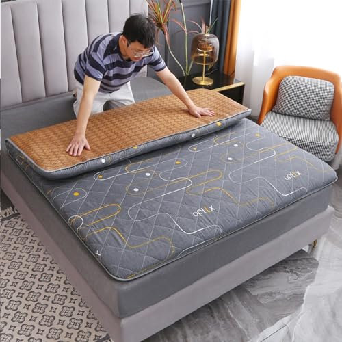 Dremdo Japanische Bodenmatratze Für Erwachsene, Roll Up Bodenbett Futon Matratze, Faltbare Camping Portable Matratze, Bett Matratze Topper, Boden Liege Gästebett Für Couch Auto,4,90x200cm