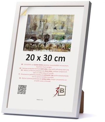 3-B Cadre de l'image MEGA - Blanc - 20x30 cm - cadre photo en bois avec verre acrylique