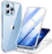 Miracase Glass Case Compatible with iPhone 13 Pro Max Case 6.7 inch, [Glass Screen Protector] Full Body Rubber Bumper Case Cover (Clear)