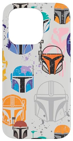 iPhone 15 Pro Star Wars The Mandalorian Bounty Hunter Helmets Color Splash Case