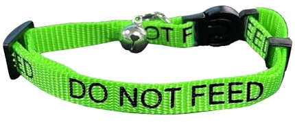 LARRYROO Katzenhalsband mit Aufdruck Do Not Feed, weiches Nylon und Sicherheitsschnalle (grün)