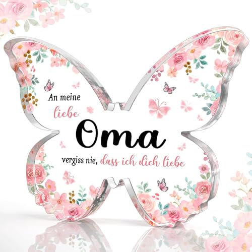 CheriGift Oma Geschenk, Acryl Schmetterling Briefbeschwerer, Geschenk für Oma von Enkel Enkelin zum Geburtstag Muttertag Weihnachten
