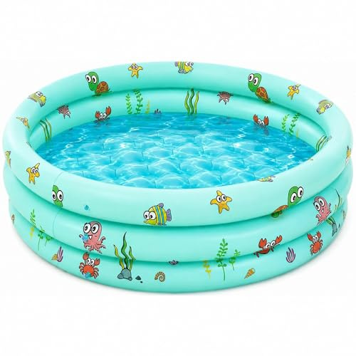 Piscina Hinchable Infantil de 80 x 30 cm, 3 Anillas, Inflable, Bañera Portátil para Bebés