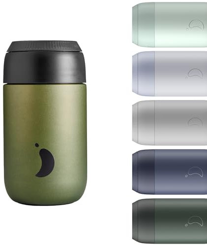 Chilly's Series 2 Coffee Cup - Tight seal, No Sweating - BPA-Free Stainless Steel - Reusable - Double Walled, Vacuum Insulated - Ombre - Slate, 340ml