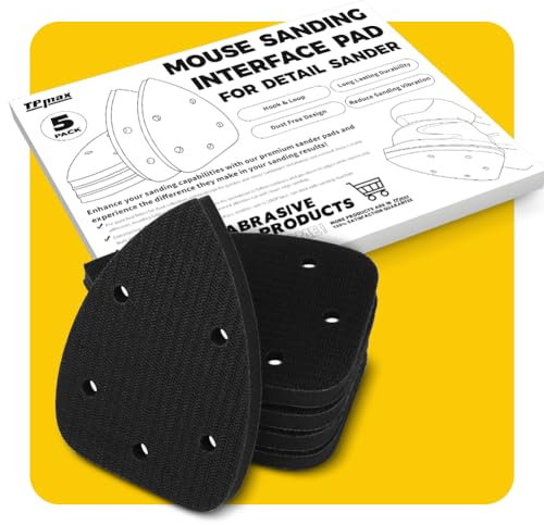 5 Pack Mouse Detail Sanding Interface Pads, Hook and Loop - Mouse Soft Density Sponge Cushion Buffer Backing Pads with 5-Hole Foam Interface Pads for Detail Sander Woodworking