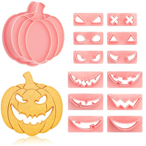 Kiiwah 17 Pcs Emporte Piece Halloween, 3D Citrouille Emporte Pièce Patisserie Moule Biscuit Halloween Cookie Cutters Pour Fruits Sablé Gâteaux Décorations