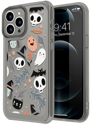 Monsully Black Translucent Case for iPhone 13 Pro Max, Heart Lip Print Halloween Pattern Phone Case Slim Hard Back with Shockproof Non-Slip Soft TPU Silicone Bumper for iPhone 13 Pro Max 6.7