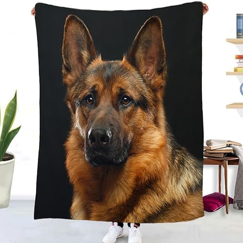 Kuscheldecke Deutscher Schäferhund Flauschige Wohndecke Tiere Hunde Weich Tagesdecke Sofadecke Wärme Flanell Decke für Couch Bett Stuhl Büro Sommer personalisierte Decke 130x150cm B321