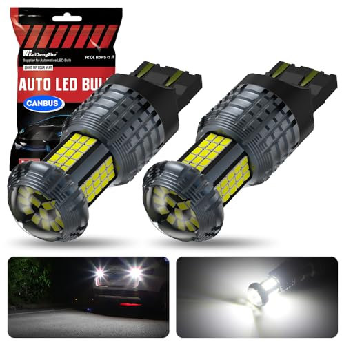7443 LED Bulbs, KaiDengZhe New upgrade White T20 LED Built in Resistor CANBUS Error Free Anti Hyper Flash 7441 7444 T20 W21W LED Bulb with Projector Replacement for Brake Light Stop Light and DRL-2PCS