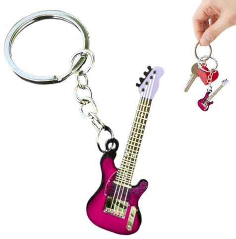 Generisch Schlüsselanhänger Gitarre,Schlüsselanhänger Aus Metall,Musikinstrument Schlüsselanhänger,Schlüssel-Anhänger-Gitarre Musik Anhänger Für Geschenkdekoration