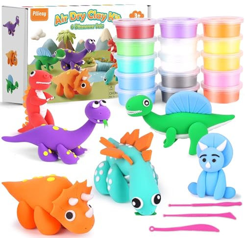 Pllieay Lufttrockener Ton, ultraleichter Modellier-Ton, Magic Clay DIY Kreativer Modellierungsteig Modelliermasse Lufttrocknend Knete Lufttrocknend Kinder Kunsthandwerk Geschenk (Dinosaurier)