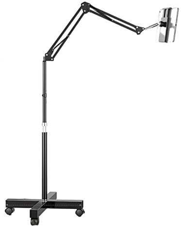 Soporte de Piso para Tableta Soporte para teléfono Celular Soporte para Tableta con Ruedas Soporte Ajustable de 360 Grados con Brazo Perezoso para iPad/Samsung Tab/iPhone/Switch y dispositiv