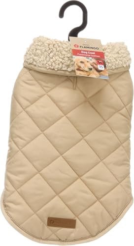 Flamingo Bonnie Hundemantel Beige - Größe A: 35 cm, B: 34-38 cm, C: 50-54 cm, Warm und Bequem, Ideal für Beagle, Zwergschnauzer, Cocker Spaniel und Jack Russell Terrier