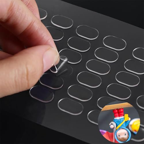 KOLZEMV 400 Pezzi Adesivo Trasparente, Colla Gel Rimovibile Punti Adesivi su Entrambi i Lati 13x8mm Punti di Mastice Adesivo Forte per Appendere a Parete Immagini Poster Musei Cartoline Artigianato
