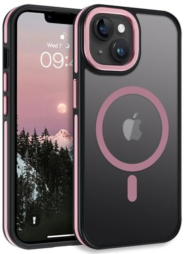 GUAGUA Cover Magnetico per iPhone 14 Plus, Custodia iPhone 14 Plus Compatibile con MagSafe, Opoco Protettivo Case Sottile Anti-Graffio Glassato Traslucido Antiurto 6,7 Pollici, Rosa