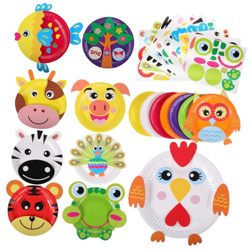 CIYODO Animal Paper Plate Stickers Boy Girl Crafts Ages Boys and Girls Party Art Project Supplies Paper Plate Decals