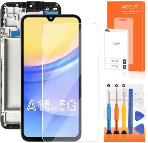 6.5 LCD Display per Samsung Galaxy A15 LCD Schermo per Samsung A15 4G / 5G A155F A156B LCD Touch Screen Digitizer Assembly con Riparazione Strumenti, Nero con Cornice
