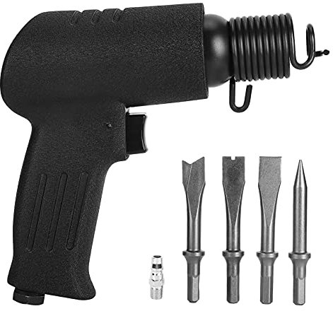 KP 762 Air Chisel Shovel Pneumatic Hammer Tool Set, 4200bpm Impact Speed, Alloy Steel Material, for Cutting Shovelling Slotting, with 4pcs Chisel Heads Ergonomic Design (Japanese Style)