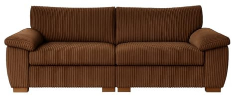 SOFASELECTIONUK LTD Jumbo Cord Sectional 3 Seater Sofa – Plush Support & Soft Cord Fabric | Space-Saving Split Design, Comfortable Sofa for Modern Living Rooms (Brown, 3 Seater)