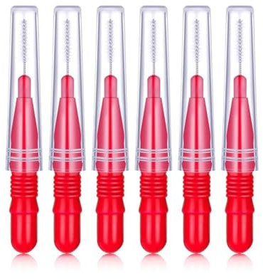 Interdentalbürsten Set – 6 Premium Zahnzwischenraumbürsten mit Schutzkappen Sanfte Reinigung für Zähne, Zahnspangen, Implantate – BPA-frei, Reiseetui Zahnpflege für unterwegs rot 0,4 mm ISO 2, 6 st