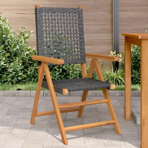 Homvdxl Klappbarer Gartenstuhl, 2 Set Holz Klappstuhl Outdoor Sitz für Garten und Festival 57 x 70 x 109 cm, Schwarz