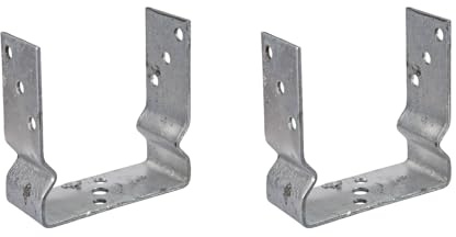 2x U-Pfostenträger verzinkt zum Aufschrauben mit Sicke 141x150x60x4 mm