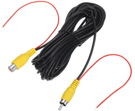 sourcing map Backup Camera RCA Video Cable, 6m/19.68ft RCA Car Rear Reverse Camera Video Extension Cable & Detection Wire for Truck Bus SUV, Male to Female