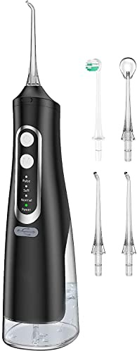 Jet Dentaire Hydropulseur Portable, Jet Dentaire Sans Fil Rechargeable avec 4 Modes Capacité de 310 ml IPX7 Étanche