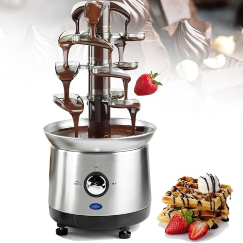 Mini fontaine à chocolat à 4 niveaux, fondue à chocolat électrique 180 W, capacité de 1,2 kg de chocolat chaud pour nachos au fromage, sauces, liqueurs, Noël, mariages, fêtes d'anniversaire