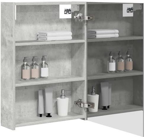 vidaXL Badezimmerspiegelschrank mit Regal Beton Grau 50 x 14,5 x 70 cm, Moderner Spiegelschrank, rechteckig, Wandregal für Badezimmer, praktische Aufbewahrung