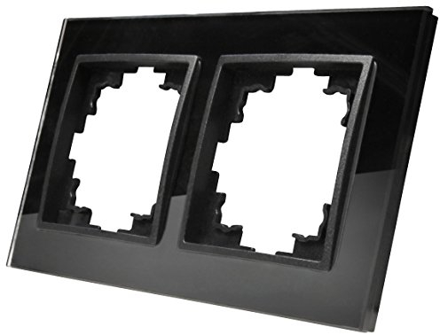 McPower Glas-Rahmen Flair 2-fach Schwarz 90×160mm Innen 56mm Modernes Design hochwertiges Glas Doppelrahmen