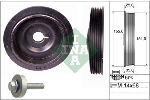 INA 544 0090 20 Riemenscheibensatz Kurbelwelle mit Zubehör Kompatibel mit NISSAN Qashqai/Qashqai +2 I J10, NJ10 1230300Q0C 1230300Q0J 6070300003
