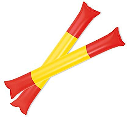 Fun Fan Line - Pack de 5 pares de aplaudidores hinchables ruidosos de plástico. Artículos de fiesta y animación, ideal para eventos deportivos. (Diseño bandera españa)