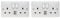 Pack of 2 x Hager WMSS82USB 'Sollysta' Switch Sockets Outlet 13 Amp with 2 x USB Sockets