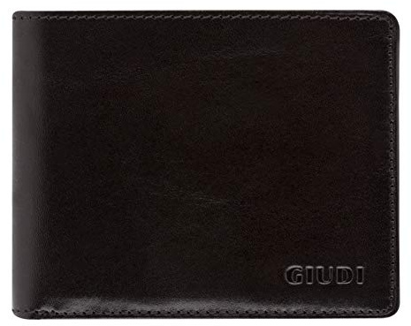 Giudi Herren-Geldbörse, Rindsleder, Mittelgroß, Braun (Schwarz)